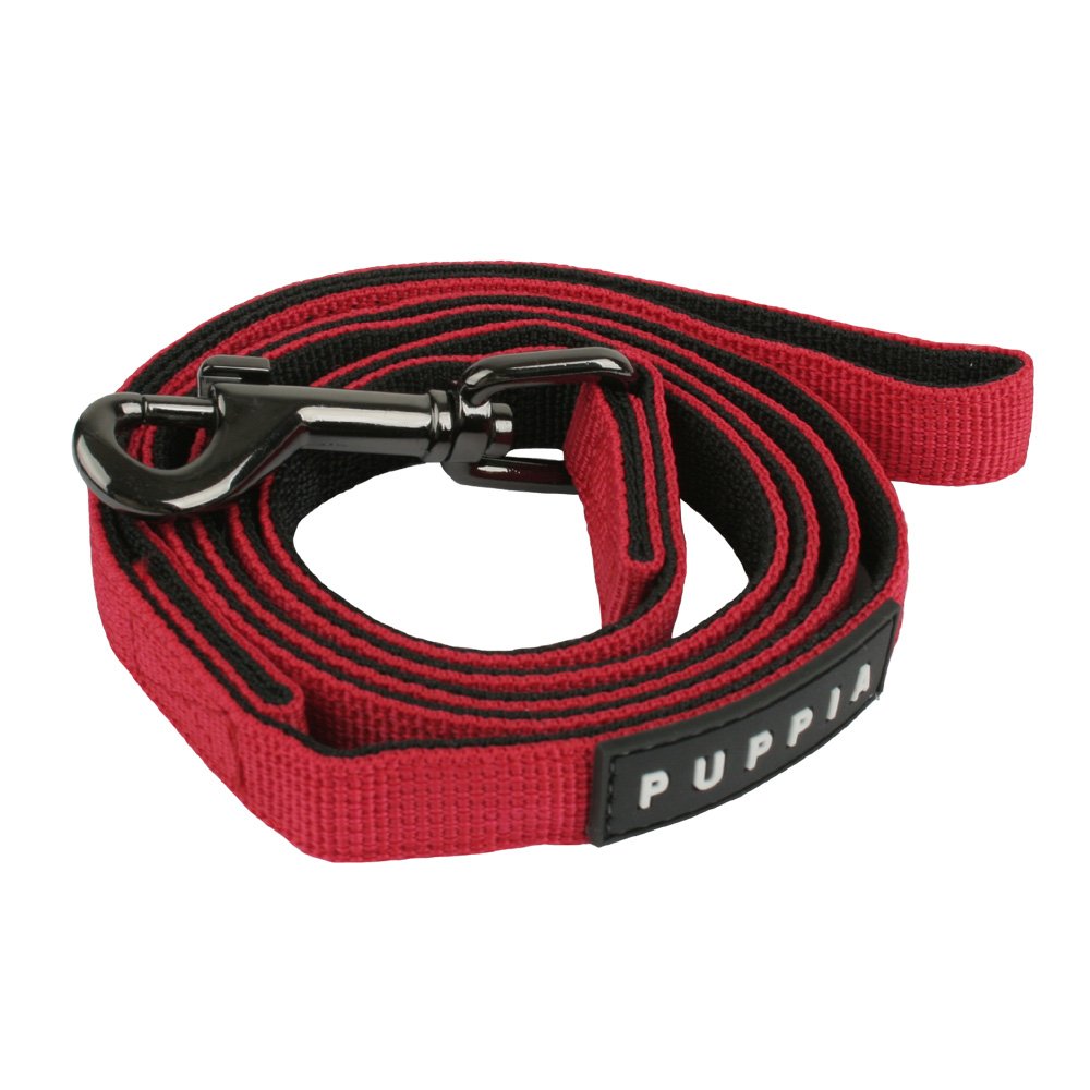PUPPIA Two Tone Dog Lead Strong Durable Comfortable Grip Walking Training Leash for Small & Medium Dog, Red, Small