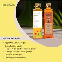 Auravedic Kumkumadi tailam for face Kumkumadi face oil for glowing skin and Vitamin C oil face serum with Rosehip oil 100 ml pack of 2 Vitamin C serum Kumkumadi oil body oil after bath for daily use