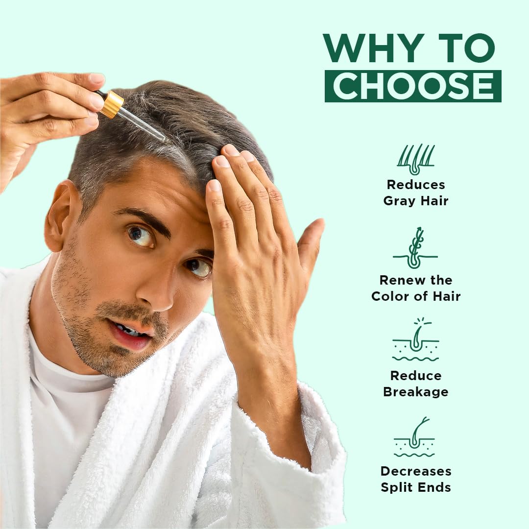 Orgatre Anti-Gray Hair Serum With Arcolys, Melanogray, Black Seed Oil & Hibiscus Extract | Light-Weight, Non-Sticky 50ml