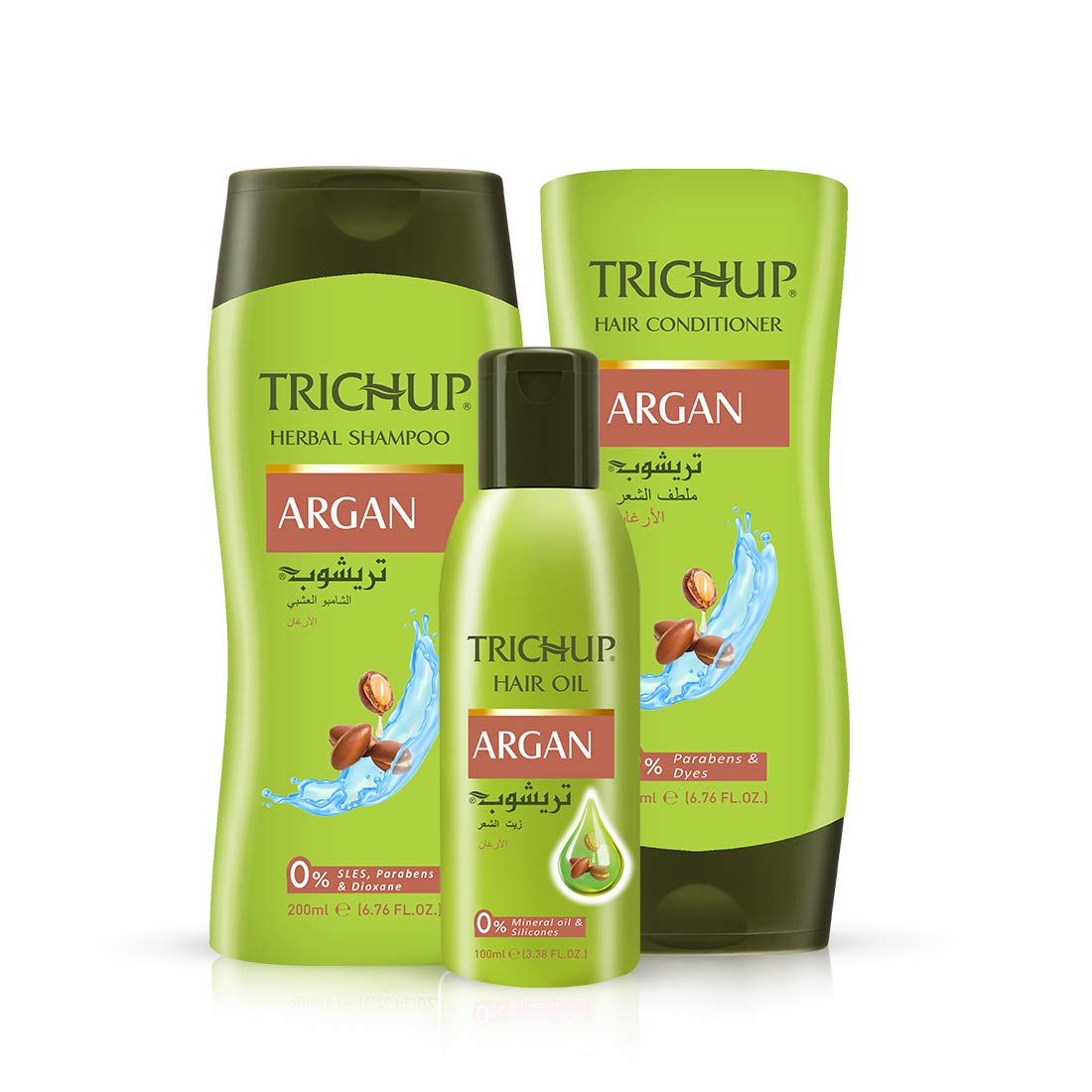 Trichup Argan Hair Care Kit For Soft, Shiny & Bouncy Hair - Oil, Shampoo & Conditioner