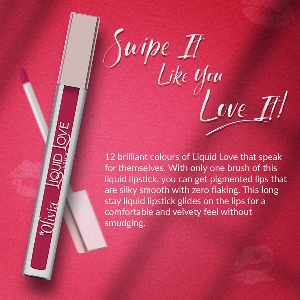 Oliva Liquid Lipstick, 12HR Long-lasting Matte Lipstick, Non Transfer, High Coverage, Water & Smudge Proof, Light Weight & Cruelty-Free - 2ml (Coral Lush 9)