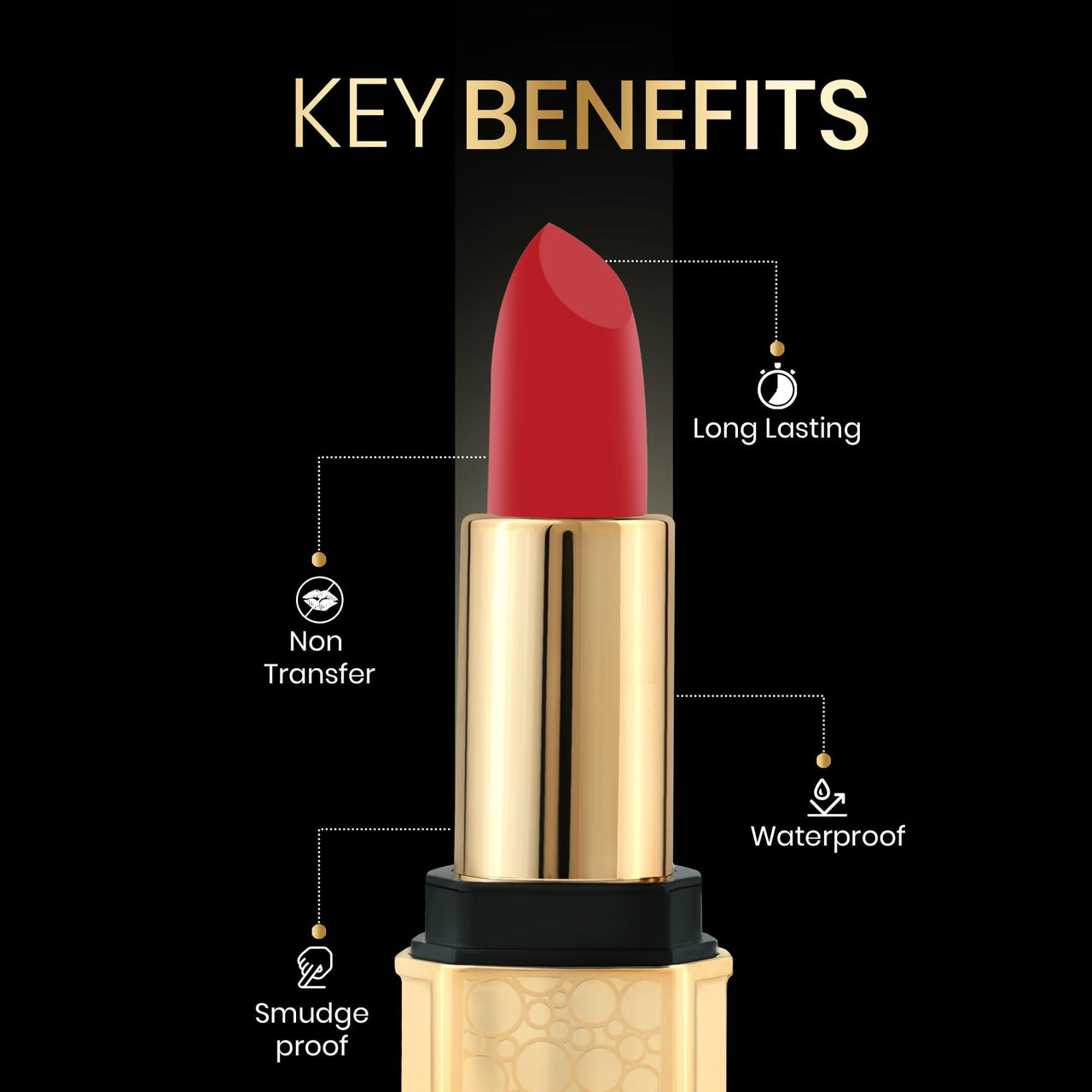 Beauty Berry Bold Babe Non-Transfer Matte Lipstick | Highly Pigmented, Lightweight, Smudge Proof & Waterproof Lipstick | Single Swipe Application, Long Lasting Lipstick for Women (Red Coat)