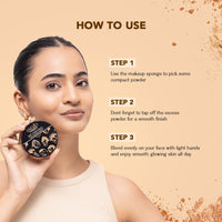 Lovechild Masaba 4-In-1 Mattifying Compact - Perfect All Skin Matte Coverage, Moisturizer, Primer & Skin Repair, With Macadamia Oil & Vitamin E, Honest Honey (Medium) - 9G