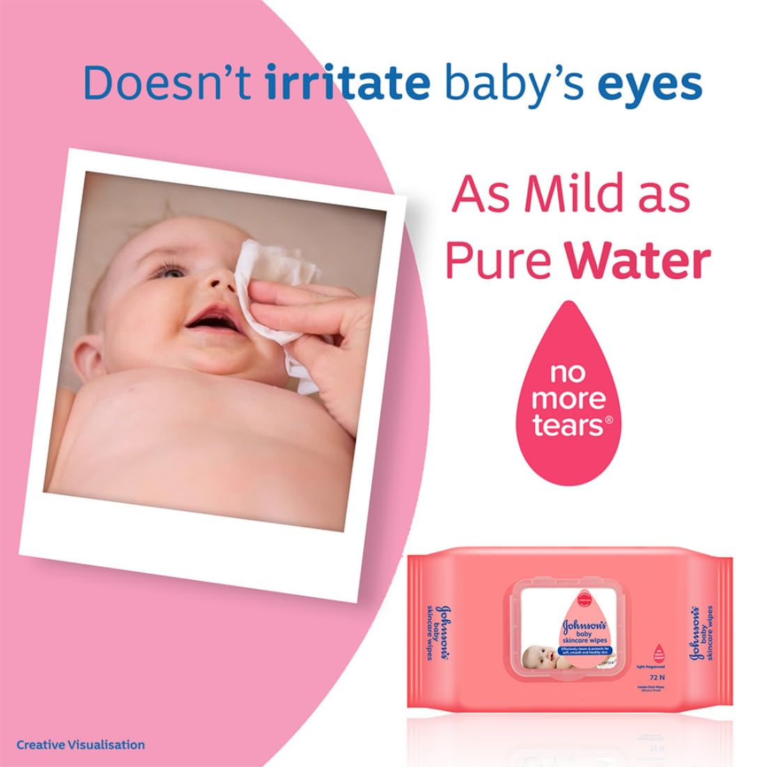 Johnson's Baby Wet Wipes | 216 Wipes | Alcohol & Soap Free | Prevents Rashes & Redness | with 3X Moisturising Lotion | As Mild as Pure Water | Enriched with Glycerin |