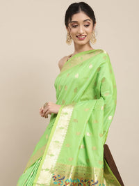 Pandadi Saree Women's  Paithani Silk Saree With Blouse Piece