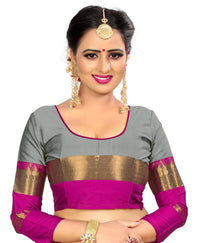 PAREVDEE Women's  Dobby Cotton Saree With Blouse Piece