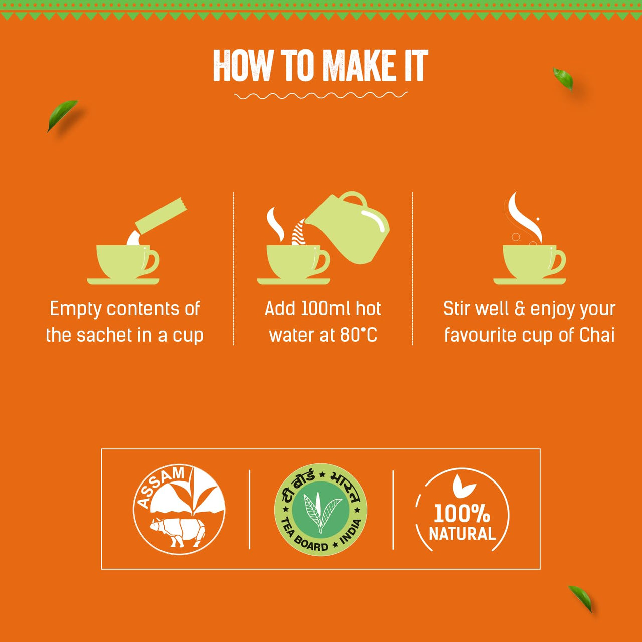 Chaayos Instant Assam Tea Powder Premix|Cardamom|Regular Sugar (14G * 36 Sachets)|Elaichi Chai|Cardamom Tea|1 Min Chai|Assam Tea|Masala Tea Premix,510 Gm