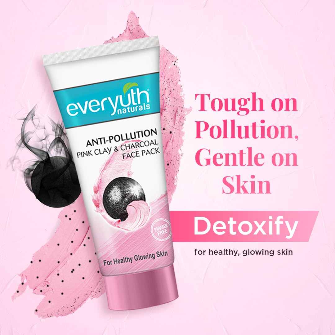 Everyuth Naturals Anti Pollution Pink Clay & Charcoal Face Pack 100g