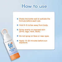 Glamveda Body Sunscreen Spray SPF 50 PA+++ | Broad Spectrum UVA/UVB & Blue Light Protection | With Ceramides, Peptides & Niacinamide | Quick-Absorbing, Waterproof, No White Cast | Men & Women |100 gm