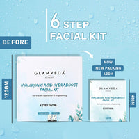 Glamveda Hyaluronic Acid Hydra boost Facial Kit | Salon Like Glow | 6 Step Facial Kit| SLS & Paraben Free| 40gm (Hydra Boost)