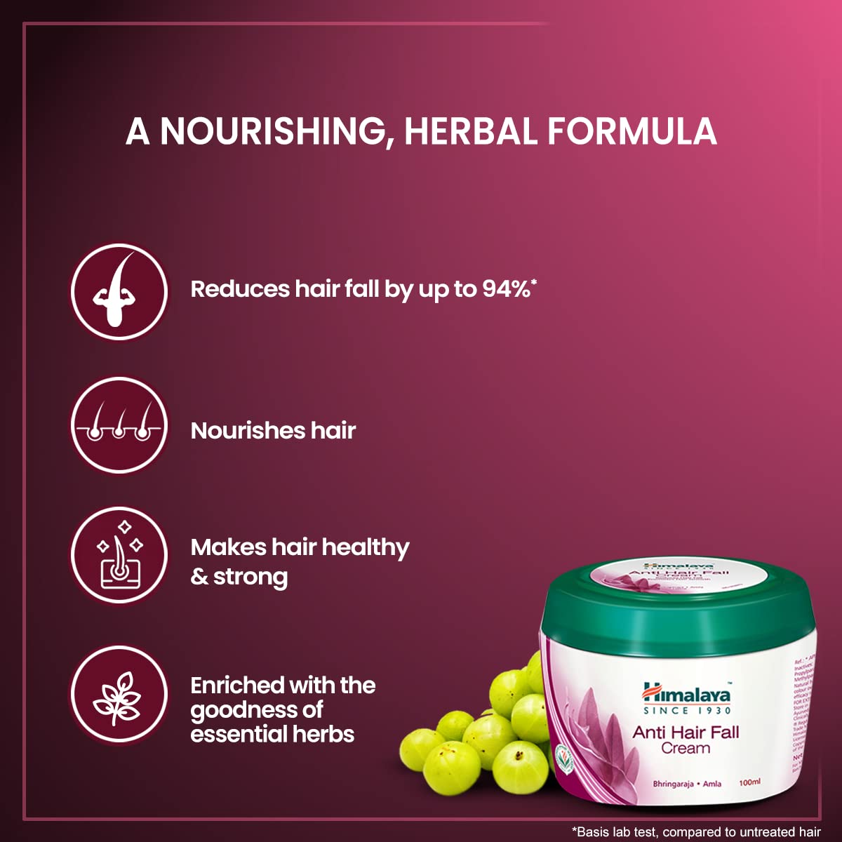 Himalaya Anti-Hair Fall Cream | Reduces Hair Fall & Improves Hair Conditioning | Non Sticky Oil Replacement Hair Cream | With Bhringraja & Amla | For Women & Men | 100ml (Pack of 3)