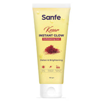 Sanfe Kesar Instant Glow Exfoliating Gel | Visibly removes tan & brighten skin | AHA Exfoliation in Minutes | Smooth & Bright Skin | 100g