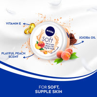 NIVEA Soft Light Moisturizer 100ml | Playful Peach | For Face, Hand & Body, Instant Hydration | Non-Greasy Cream | With Vitamin E & Jojoba Oil | All Skin Types