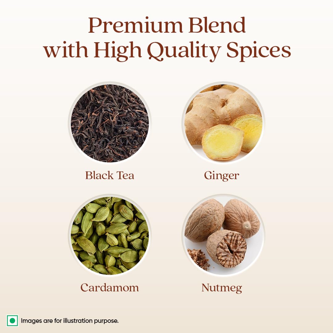 1868 by TATA Tea Kolkata Street Chai, Blend of Assam Black Tea, Ginger, Cardamom, Nutmeg, Spicy, Strong, Sweet, Whole Loose Leaf, From House of TATA (30 Cups/100g)