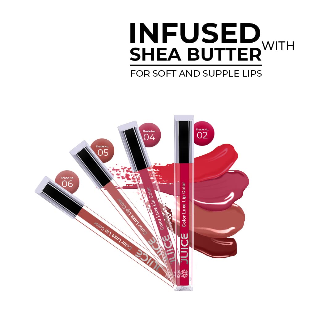 Juice matte Luxe lipstick & lip Gloss - Vitamin E Enriched, Smudge-Free with Bio Retinol, Moisturizing Lock Technology, SPF 15 Pack of 2 (PINK PLUM - M08 & PINKISH BERRY - G04)