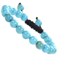 Massive Beads Natural Healing Power Gemstone Crystal Beads Unisex Adjustable Macrame Bracelets 8mm Blue Turquoise