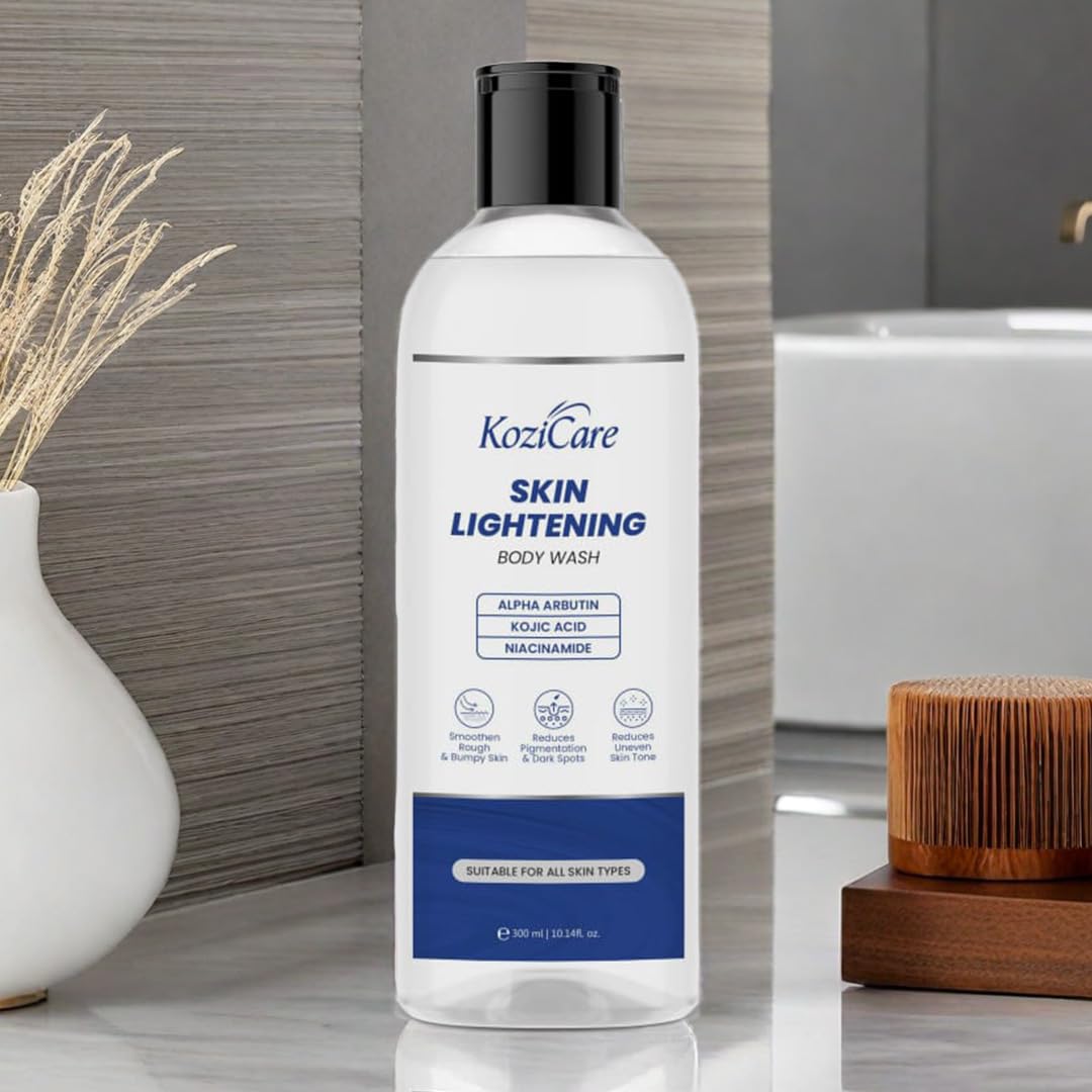 Kozicare Soap Skin Lightening Body Wash Gel | Alpha Arbutin, Niacinamide & Kojic Acid Body Wash | Helps Reduces Pigmentation, Dark Spots & Uneven Skin Tone | Body Wash for Men & Women - 300 Ml