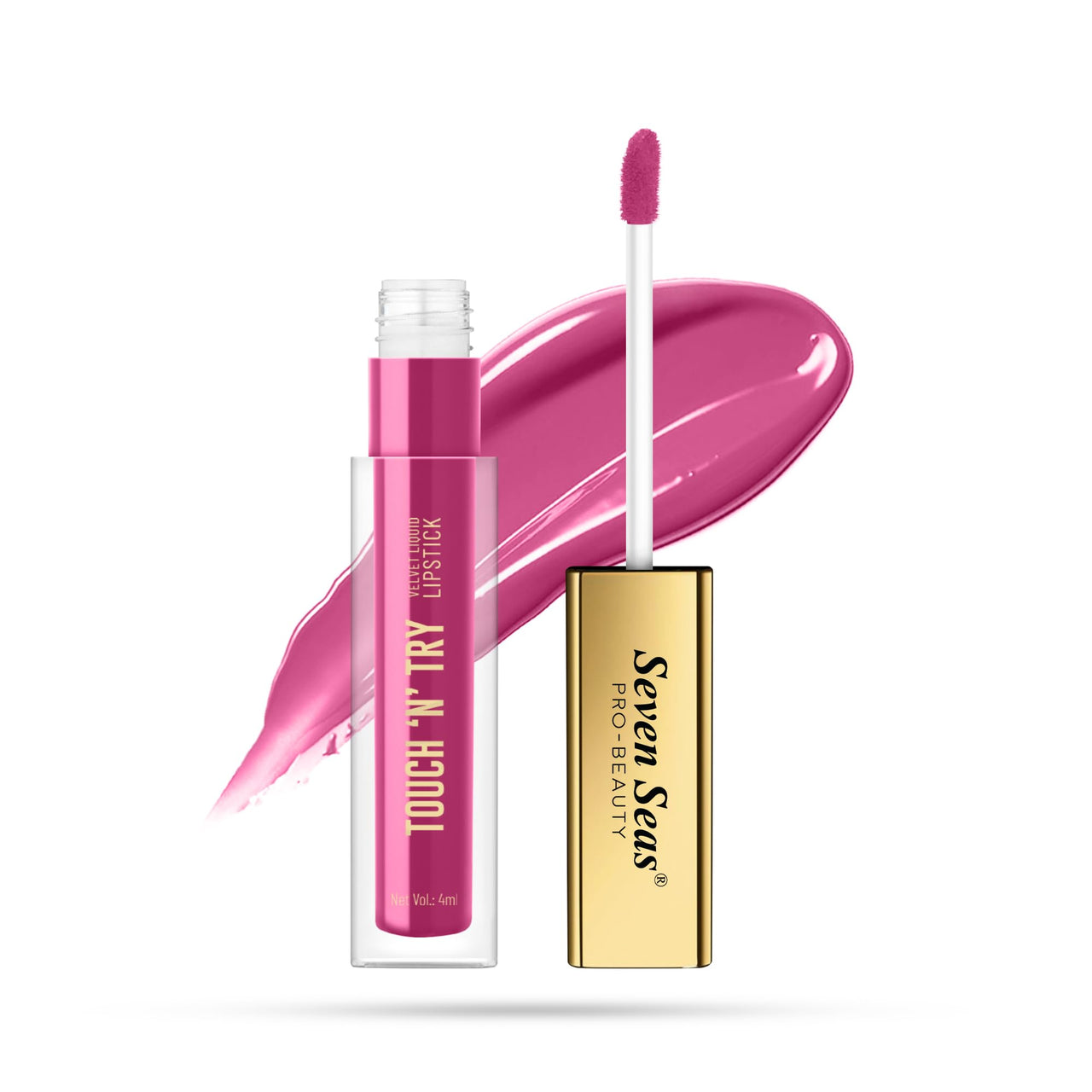 Seven Seas Touch N Try Velvet Liquid Lipstick | Matte Finish | One Swipe Application | Non Transfer | Water Proof | Liquid Lipstick for Women | Long Lasting Stay Up to 8 Hours (03, 4ML)