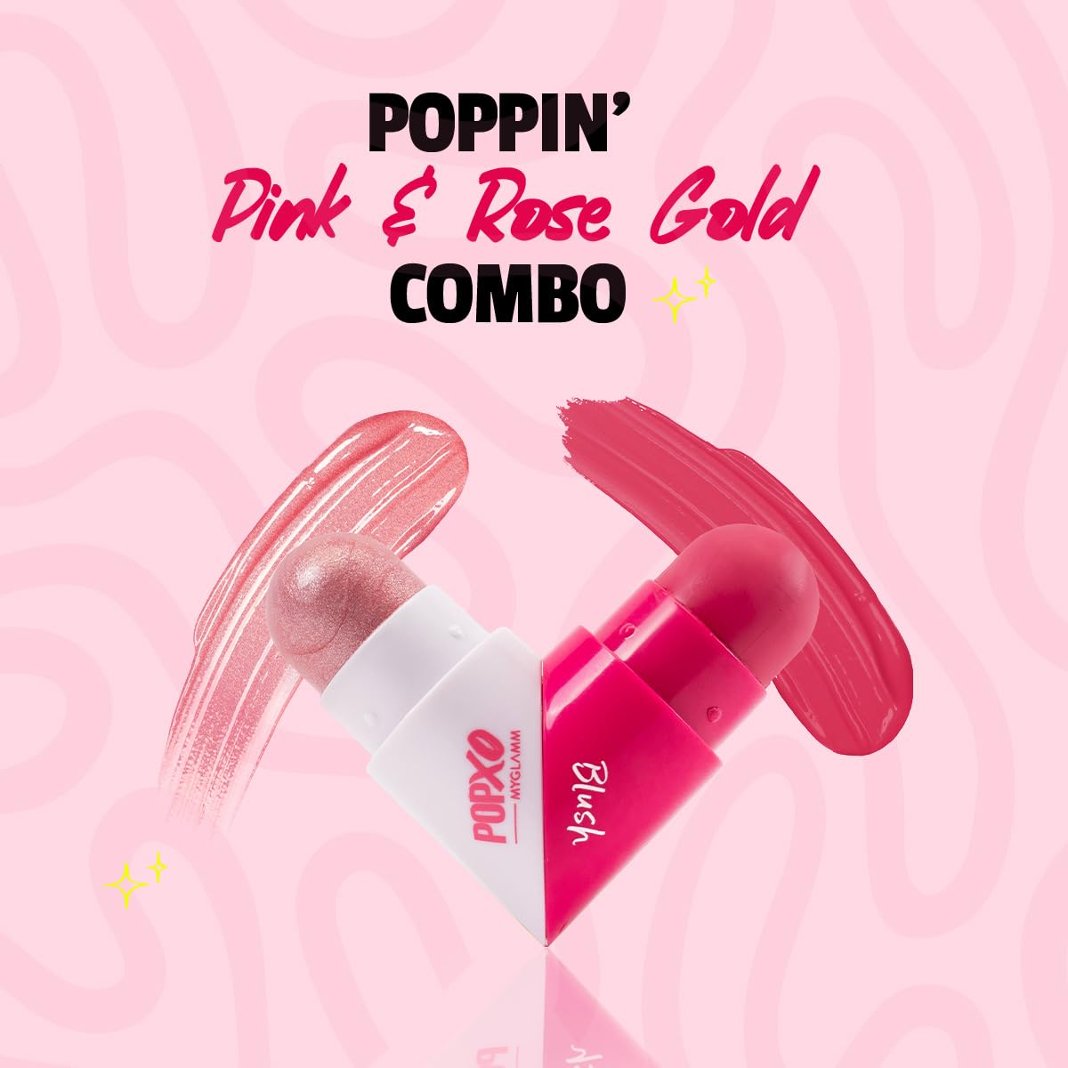 MyGlamm POPxo Blush & Highlighter Combo - It's Giving (Coral & Gold) | Face Makeup Kit for Women with Highlighter & Blush Stick | Twisting Heart Shape | Rich Blush | Natural Finish Highlighter |2.5g each