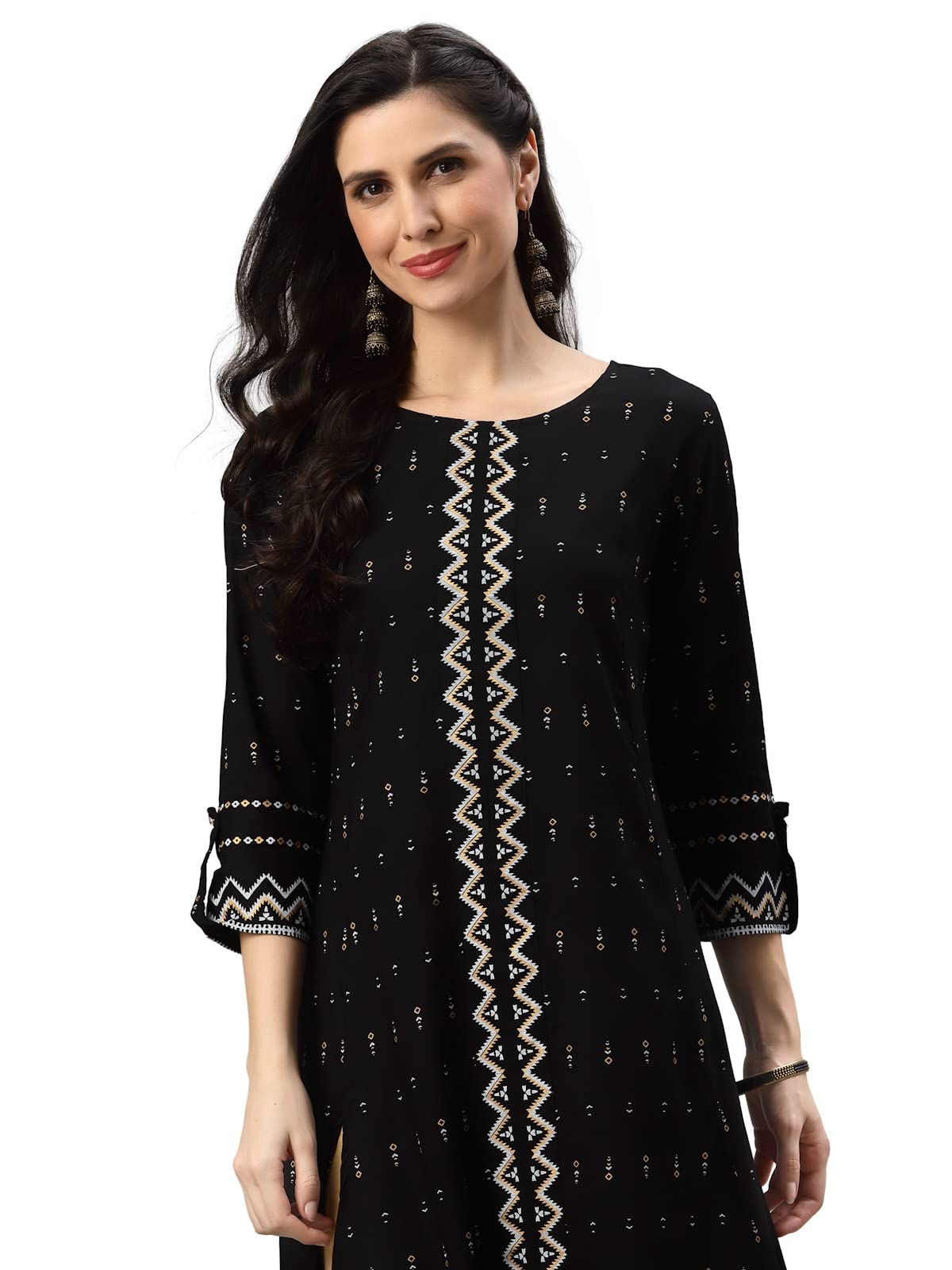 Yash Gallery Women's  Rayon Geometric Printed Anarkali Kurta for Women