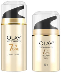 Olay Day Cream Total Effects 7 in 1, Anti-Ageing SPF 15, 50g And Olay Night Cream Total Effects 7 in 1, Anti-Ageing Moisturiser, 50g