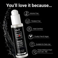 Iba Must Have Makeup Setting Spray, 100ml-Keeps Makeup Intact | Long Lasting Dewy Finish | Makeup Fixer Spray for Face | Enriched with Hyaluronic Acid, Coconut Water & Chamomile Extract | Alcohol-Free | Halal Certified & Vegan