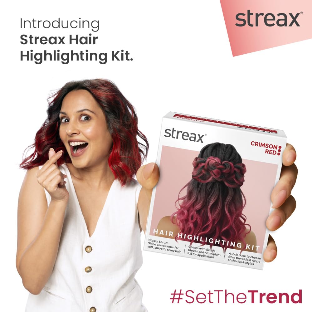 Streax HC Highlighting Kit Red Hair Colour, Crimson Red 180g