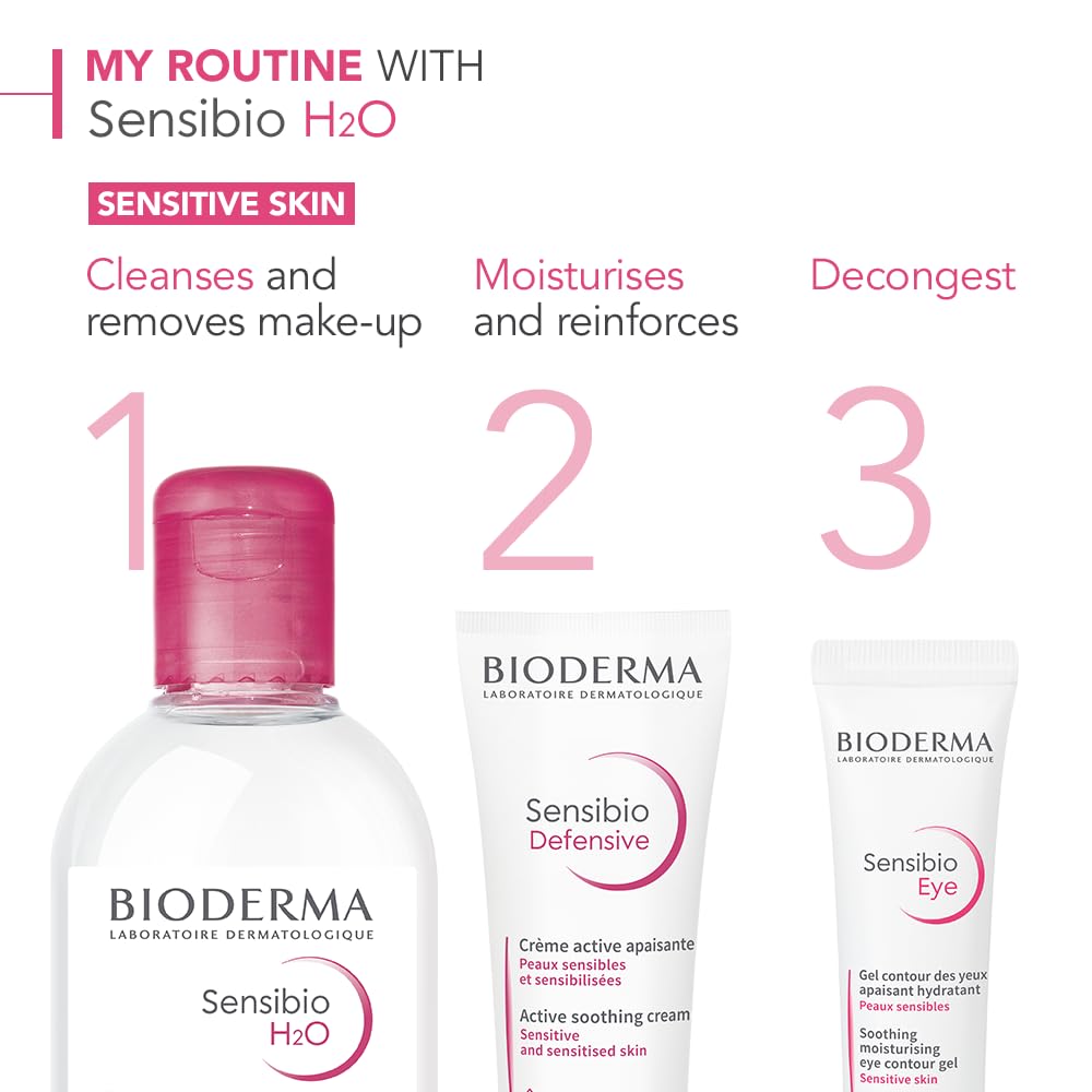 Bioderma Sensibio H2O Daily Soothing Cleanser, Make up Pollution & Impurities Remover Face Eyes Sensitive skin, 100ml