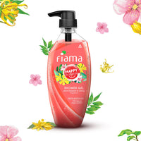 Fiama Happy Naturals Body Wash Shower Gel, Plum Blossom and Ylang, 500ml, Body Wash for Women & Men, 97% Natural Origin Content, Safe on Sensitive Skin Bodywash