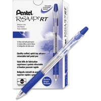 Pentel® R.S.V.P.® RT Retractable Ballpoint Pens, Medium Point, 1.0 mm, 61% Recycled, Transparent Blue Barrel, Blue Ink, Pack Of 12 Pens 12 Pack