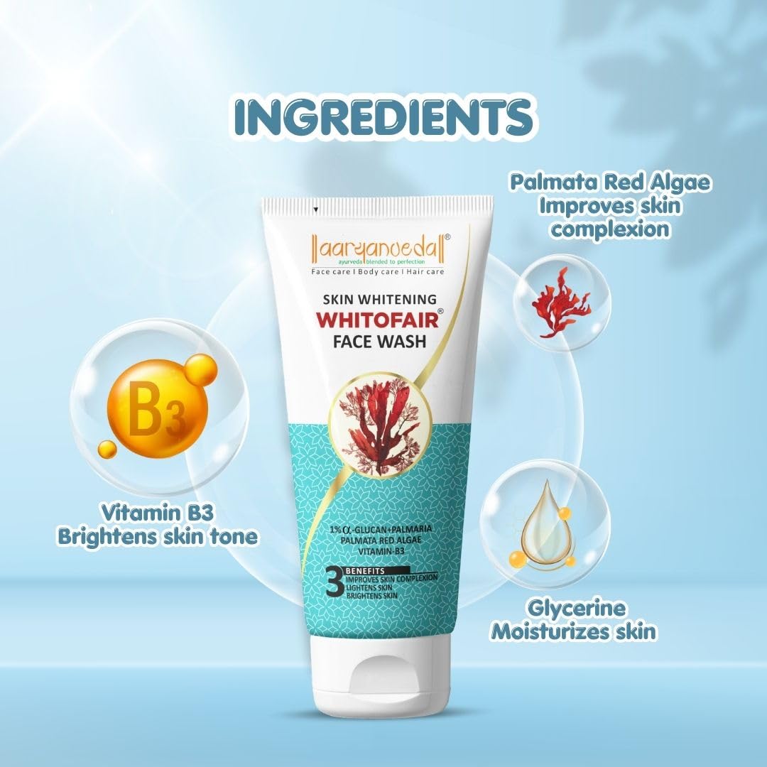 Aryanveda Blemishend Face Wash 60ml And Whitofair Unisex Face wash That Brightens Up Skin | UV Absorption | Regulates Melanin, 60ml