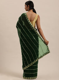 Sunderani Women's  Designer Black Georgette Embroidered Fashion Designing Saree for Women (Sund KK BLACK)