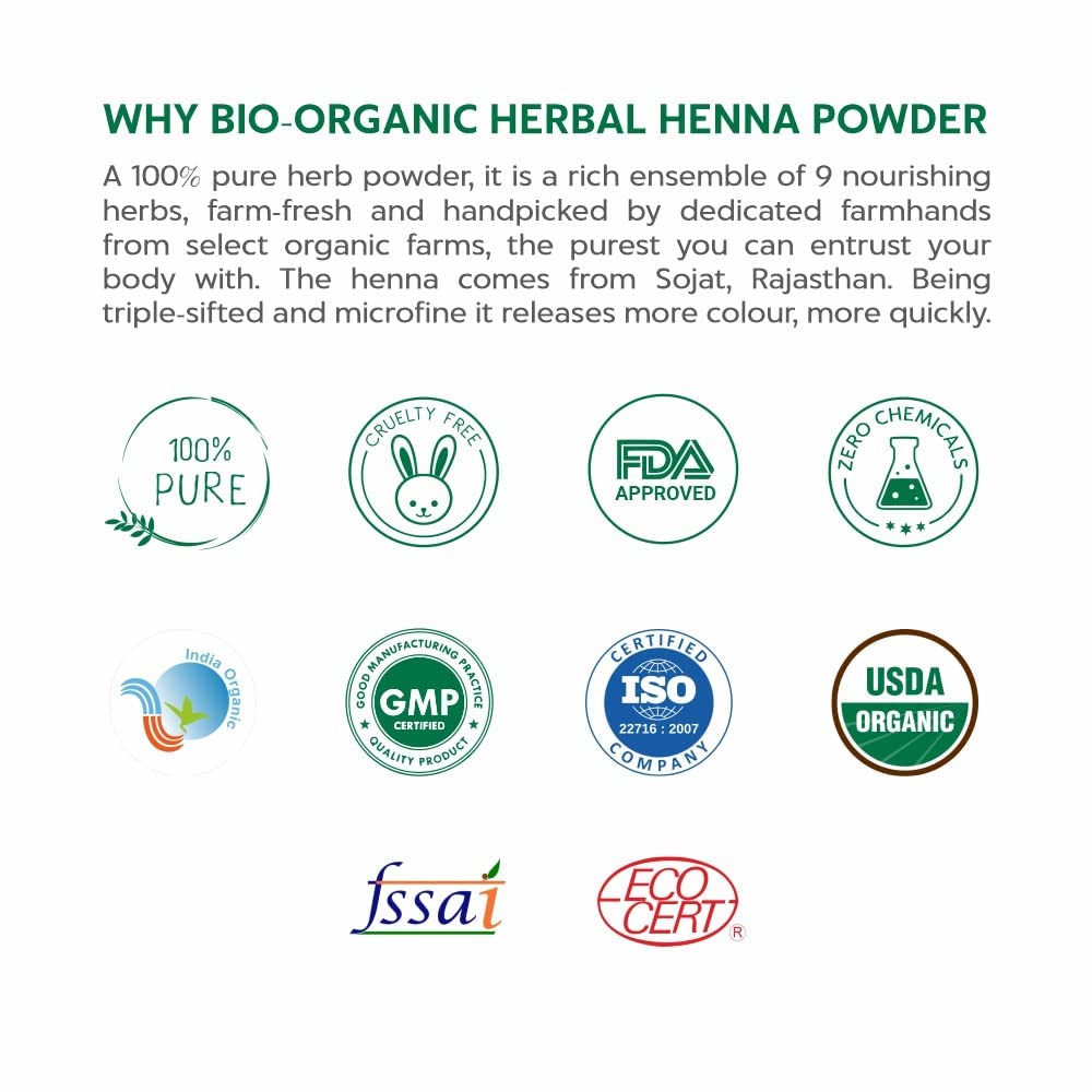 Indus Valley Bio Organic Herbal Henna Powder, 100g
