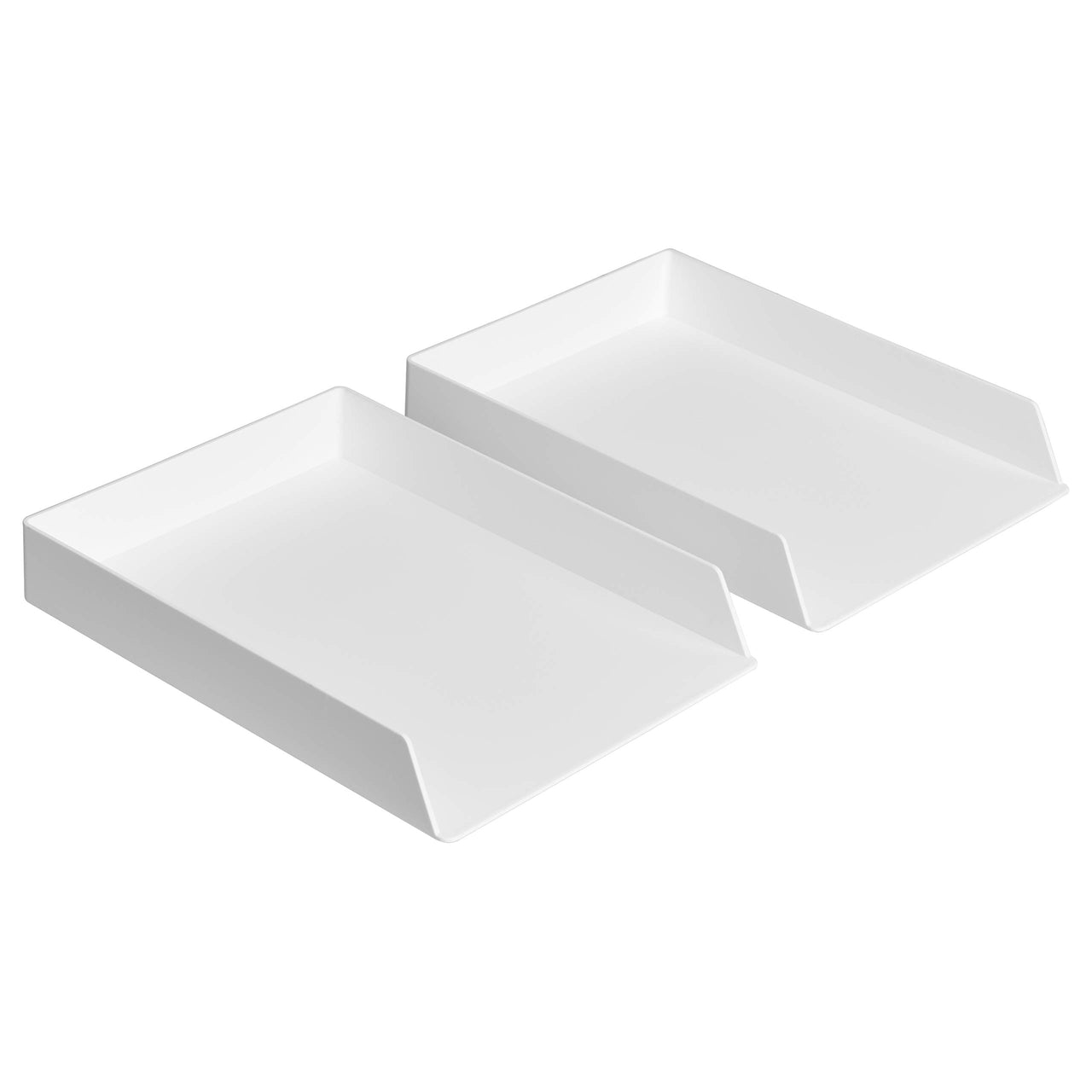 Basics Rectangular Plastic Desk Organizer, Letter Tray, White, 2-Pack
