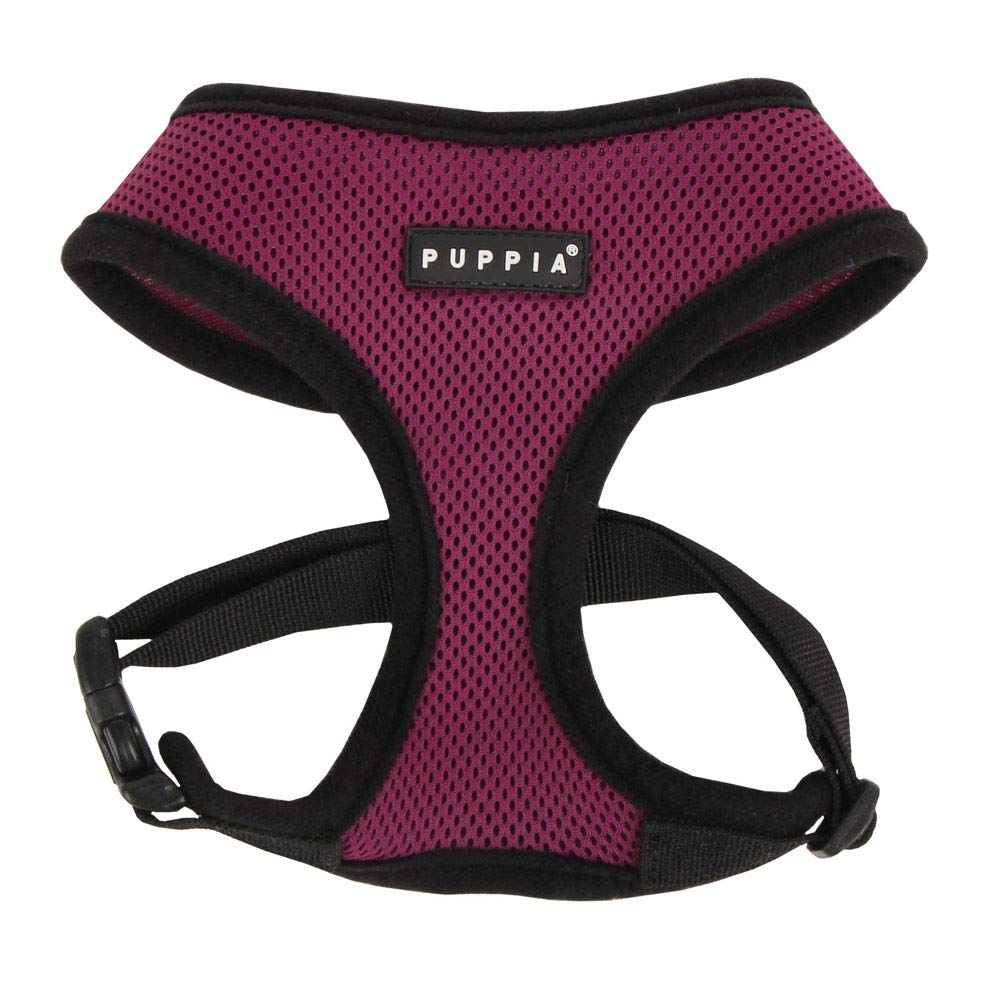 Puppia Soft Dog Harness No Choke Over-The-Head Triple Layered Breathable Mesh Adjustable Chest Belt and Quick-Release Buckle, Purple, X-Large