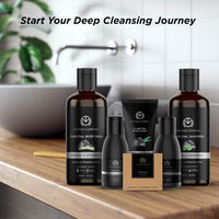 The Man Company Charcoal Grooming Kit for Men with Body Wash, Hair Shampoo, Face Scrub, Face Wash, Cleansing Gel, Soap Bar | Gift Set for Brother, Husband, Boyfriend - Pack of 6