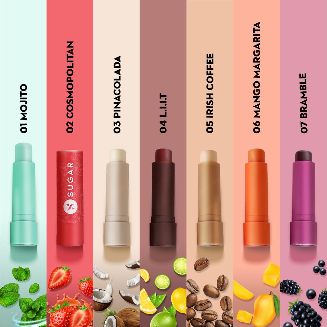 SUGAR Cosmetics Tipsy Lip Balm For Dry & Chapped Lips With Vitamin E, Shea Butter And Jojoba Oil|Lip Protection & Nourishment|Lipbalm With Spf|4.5Gm - 04 L.I.I.T, Multicolor