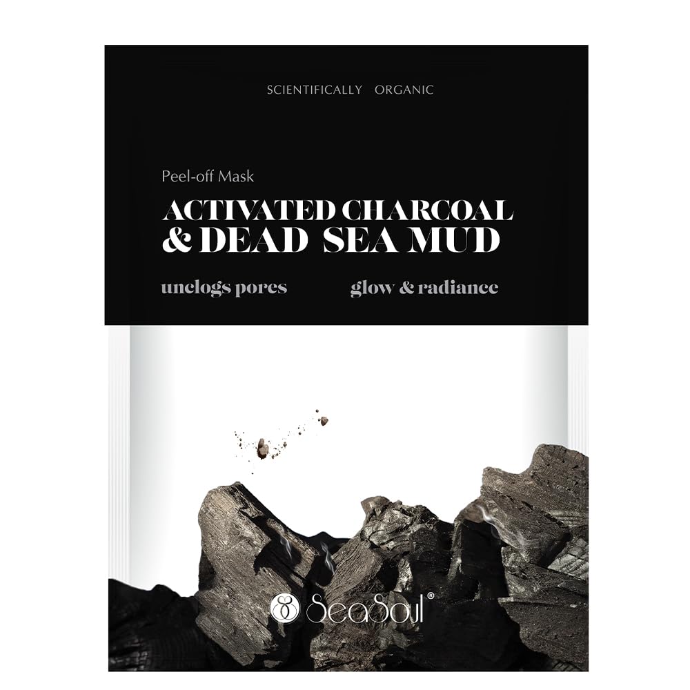 SEA SOUL Detox Peel-Off Mask - 20 g | With Activated Charcoal & Dead Sea Mud | Brightens Skin, Unclogs Pores & Enhances Radiance | Deep Cleansing Face Mask