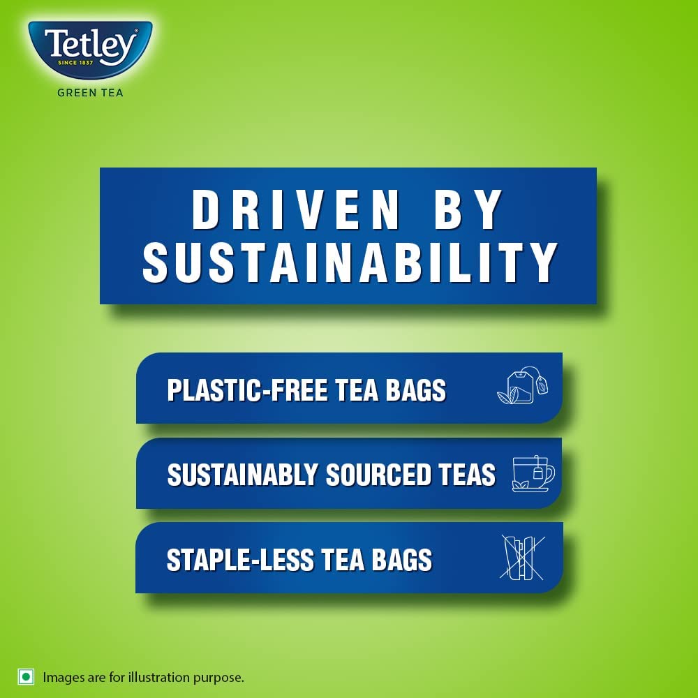 Tetley | Green Tea With Tulsi | Immune With Added Vitamin C | 25 Tea Bags, 30 Grams