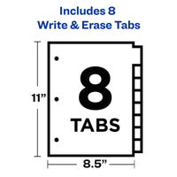 Avery 8-Tab Binder Dividers, Write & Erase White Big Tabs, 1 Set (23078)