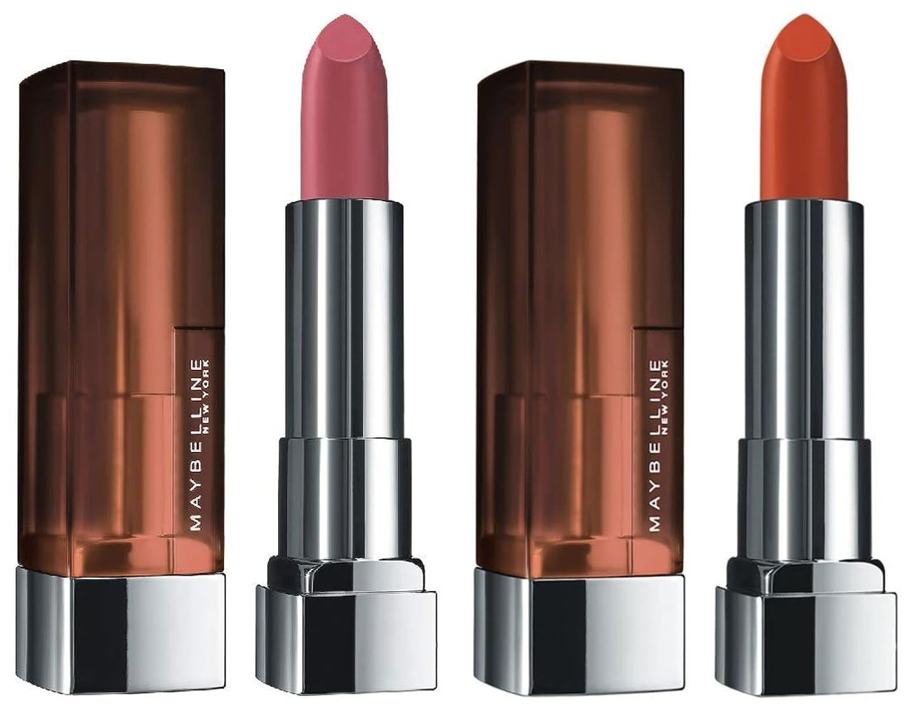 Maybelline New York Matte Lipstick - Intense Colour 674 Madison Red & Color Sensational Creamy 660 Touch of Spice, 3.9g