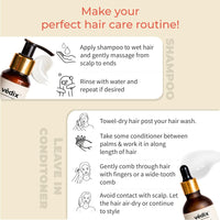 Vedix Sulfate Free Shampoo and Leave In Conditioner combo, Customized Ayurvedic Hair Care Combo for Frizz Free and Dry Hair, Intense Damage Repair Conditioner for Soft and Shiny Hair - 150 ml