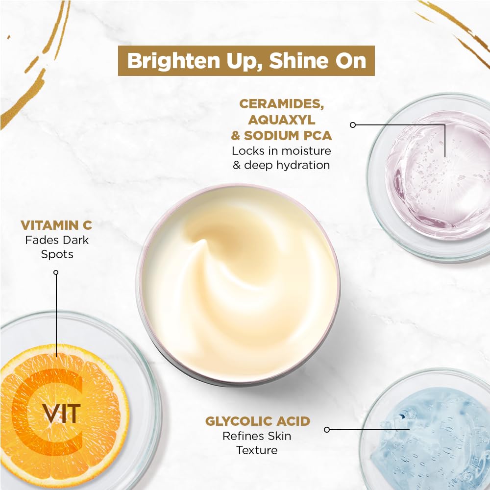 Streax Bright & Shine Serum Infused Face Cream Gel, 50 gm with 6% Vitamin C & Glycolic Acid