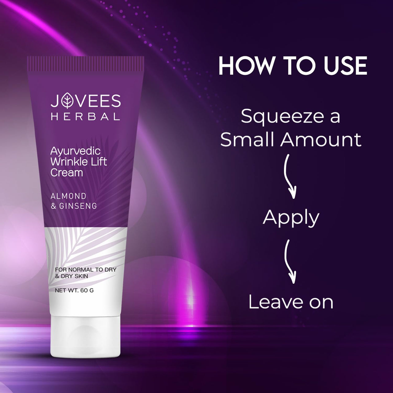 Jovees Herbal Almond & Ginseng Wrinkle Lift Face Cream | Anti-Wrinkle & Anti-Ageing Face Cream | All Skin Types | Paraben & Alcohol Free | 60gm
