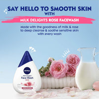 Nivea Women Face Wash for Sensitive Skin, Milk Delights Rose, 100 ml & Shower Gel, Creme Care Body Wash, Women, 250ml