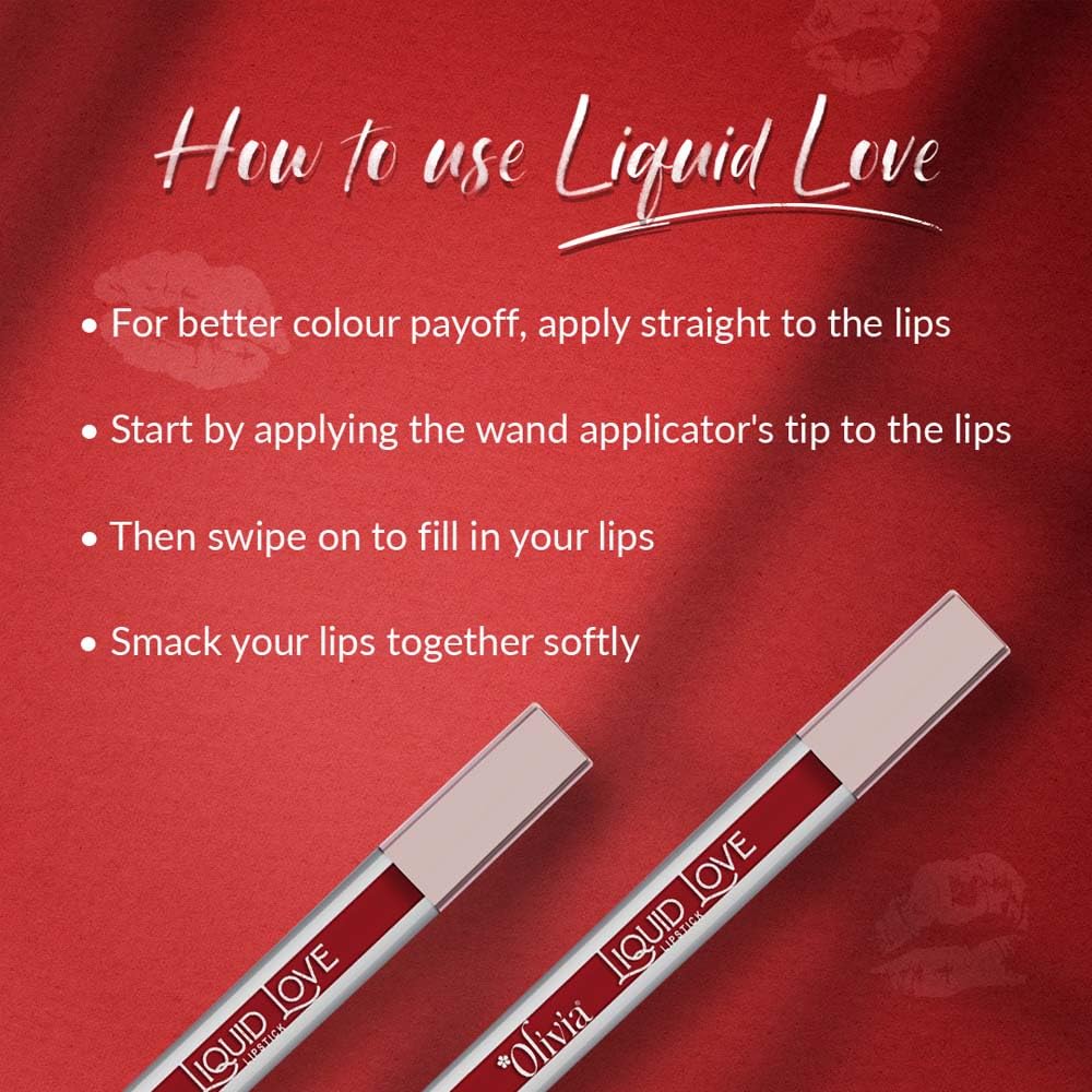 Oliva Liquid Lipstick, 12HR Long-lasting Matte Lipstick, Non Transfer, High Coverage, Water & Smudge Proof, Light Weight & Cruelty-Free - 2ml (Ruby Rose 6)