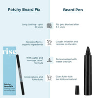 Rise for Men Patchy Beard Fix | Apply in One minute | Natural Look | Smudge & Water Proof | No Side Effects | Alternative to Beard Growth Oils and Serums