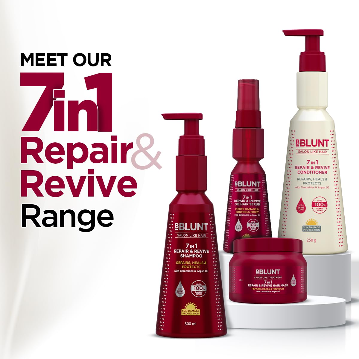 BBlunt 7 in 1 Repair & Revive Shampoo 300ml + 7 in 1 Repair & Revive Conditioner 250g + 7 in 1 Repair & Revive Hair Mask 250g