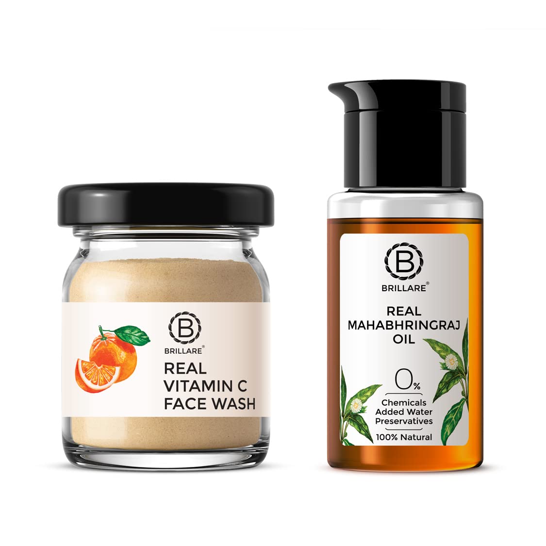 Brillare Real Mahabhringraj Oil with 14 Traditional Herbs50ml & Brillare Vitamin C Face Wash| 15g Combo