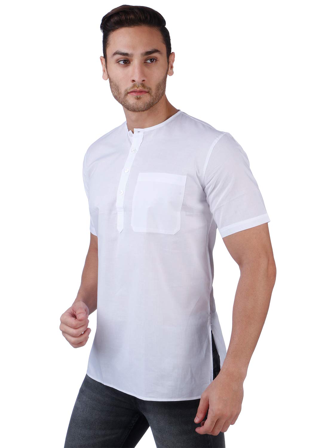 Rajubhai Hargovindas Men's  White Fine Cotton Short Kurta | Pack of 4 |